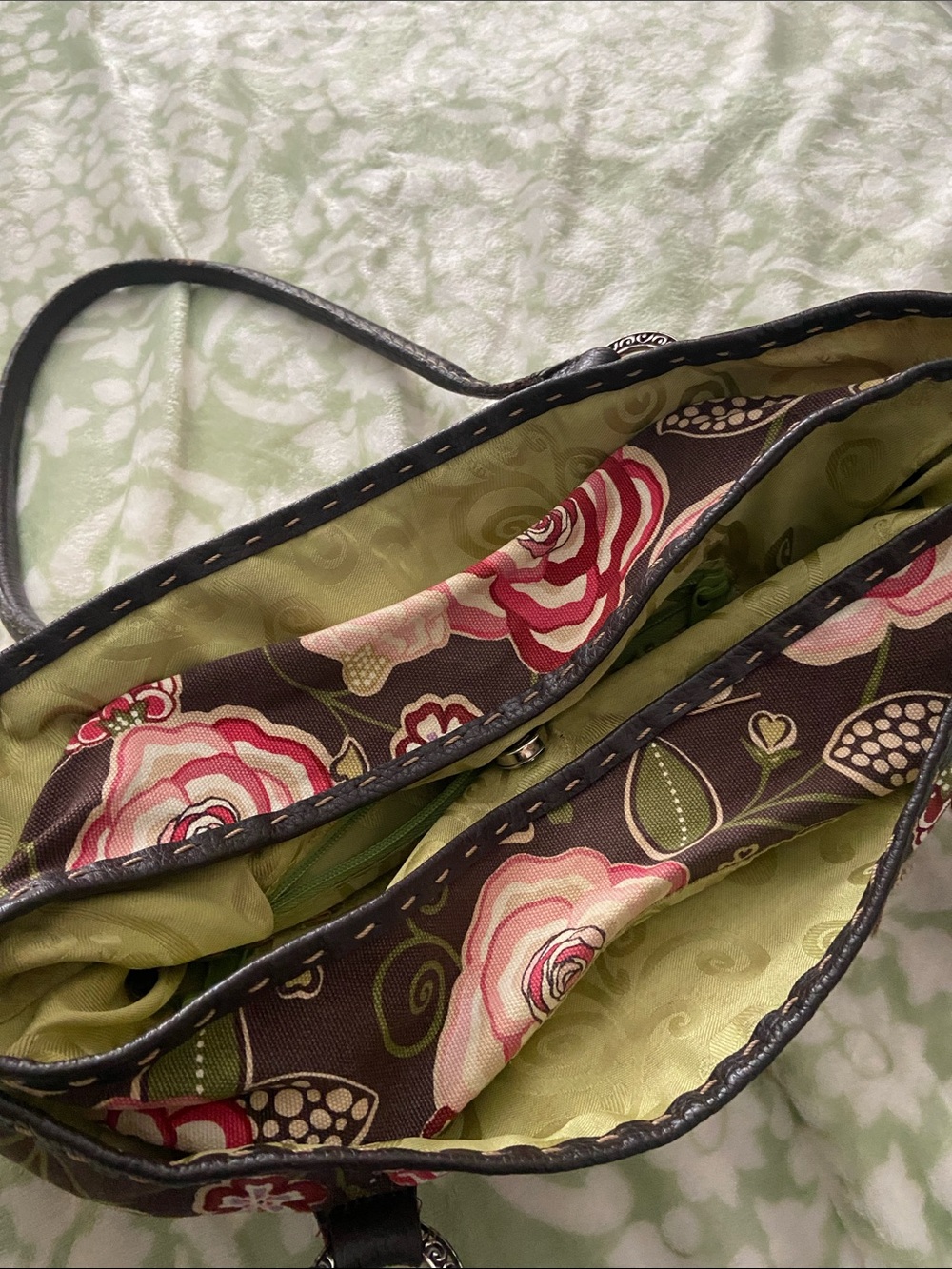 Brighton Floral Shoulder Bag with Heart Charm - Black and Pink - Picture 2 of 6
